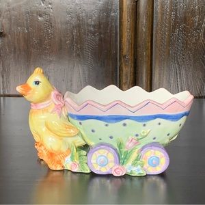 Fitz and Floyd Eggscapades Duck with Easter Egg Open Candy Dish